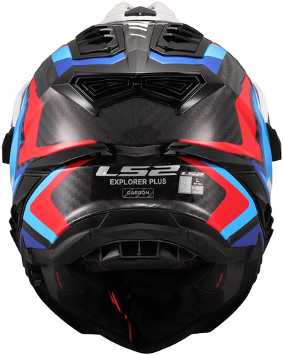 Ls2 Enduro-Helm MX701 Explorer Carbon Frontier II, interne Sonnenblende, abnehmbar, waschbar, hypoallergen und atmungsaktiv, verstärkter Kinnriemen, Rettungswangenpolster, Doppel-D-Futter Helm MX701 Expl. car.fr.ii xl ws blau bl