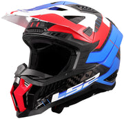 Ls2 Motocross-Helm MX703 x-force galuo, atmungsaktiv und hypoallergen. Helm X-Force Galuo weiß rot blau gr. m - afbeelding 2