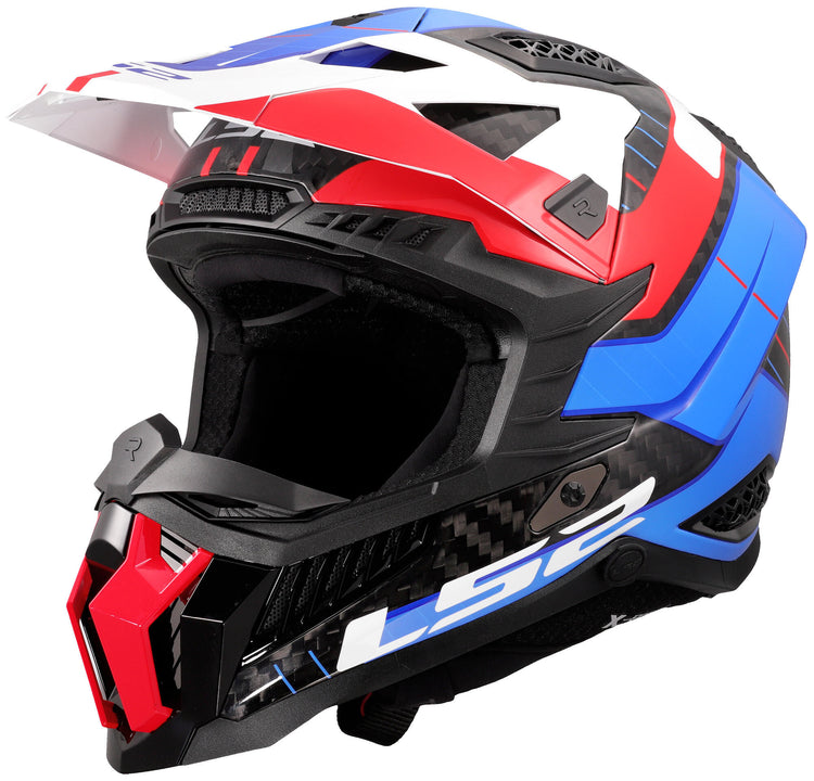 Ls2 Motocross-Helm MX703 x-force galuo, atmungsaktiv und hypoallergen. Helm X-Force Galuo weiß rot blau gr. m