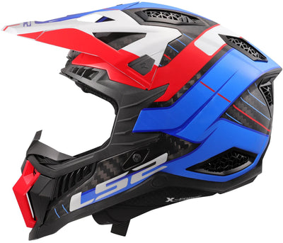 Ls2 Motocross-Helm MX703 x-force galuo, atmungsaktiv und hypoallergen. Helm X-Force Galuo weiß rot blau gr. l