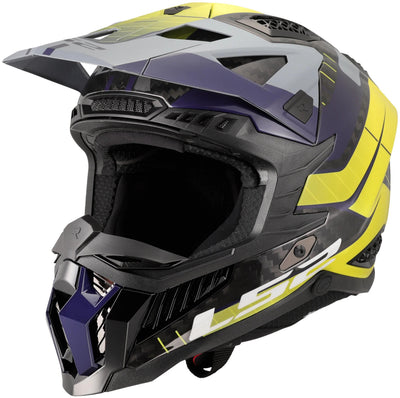 Ls2 Motocross-Helm MX703 x-force galuo, atmungsaktiv und hypoallergen. Helm X-Force Galuo grau neongelb Gr. m