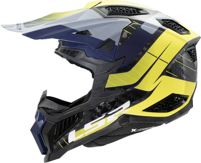 Ls2 Motocross-Helm MX703 x-force galuo, atmungsaktiv und hypoallergen. Helm X-Force Galuo grau neongelb Größe XL