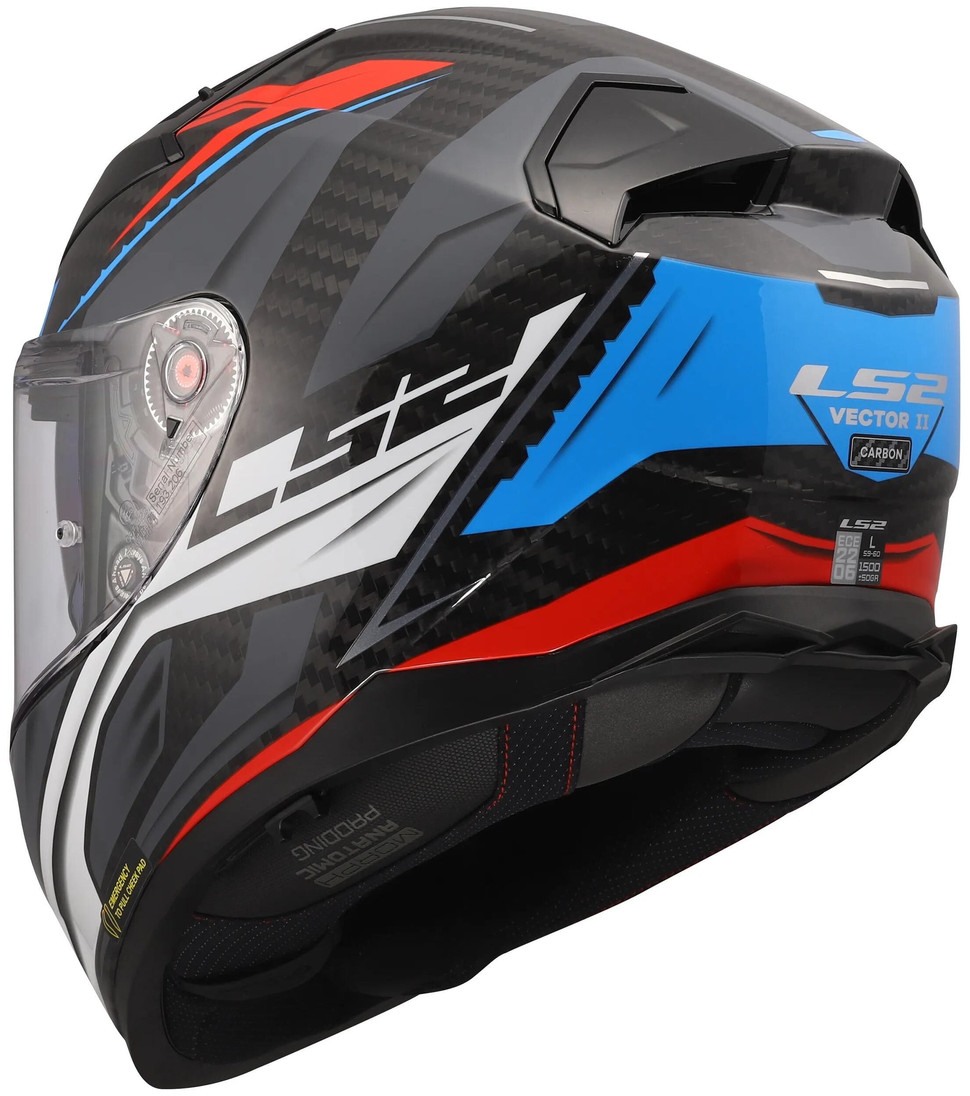 Ls2 Integralhelm FF811 Vector II Carbon Savage. Helm ff811 Vektor i c Savage weiß blau rot l