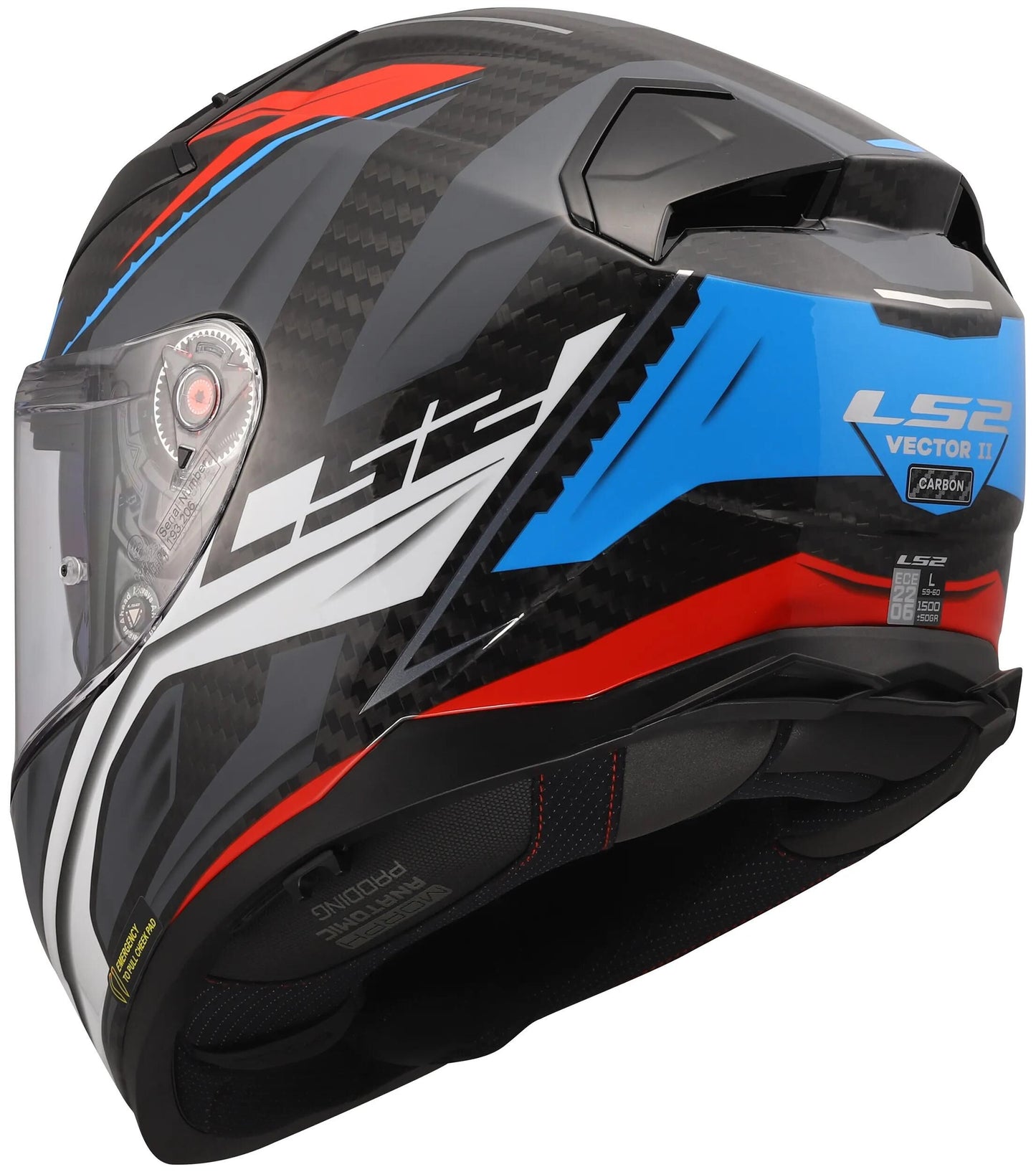 Ls2 Integralhelm FF811 Vector II Carbon Savage. Helm ff811 Vector i c Savage weiß bl rot 3xl