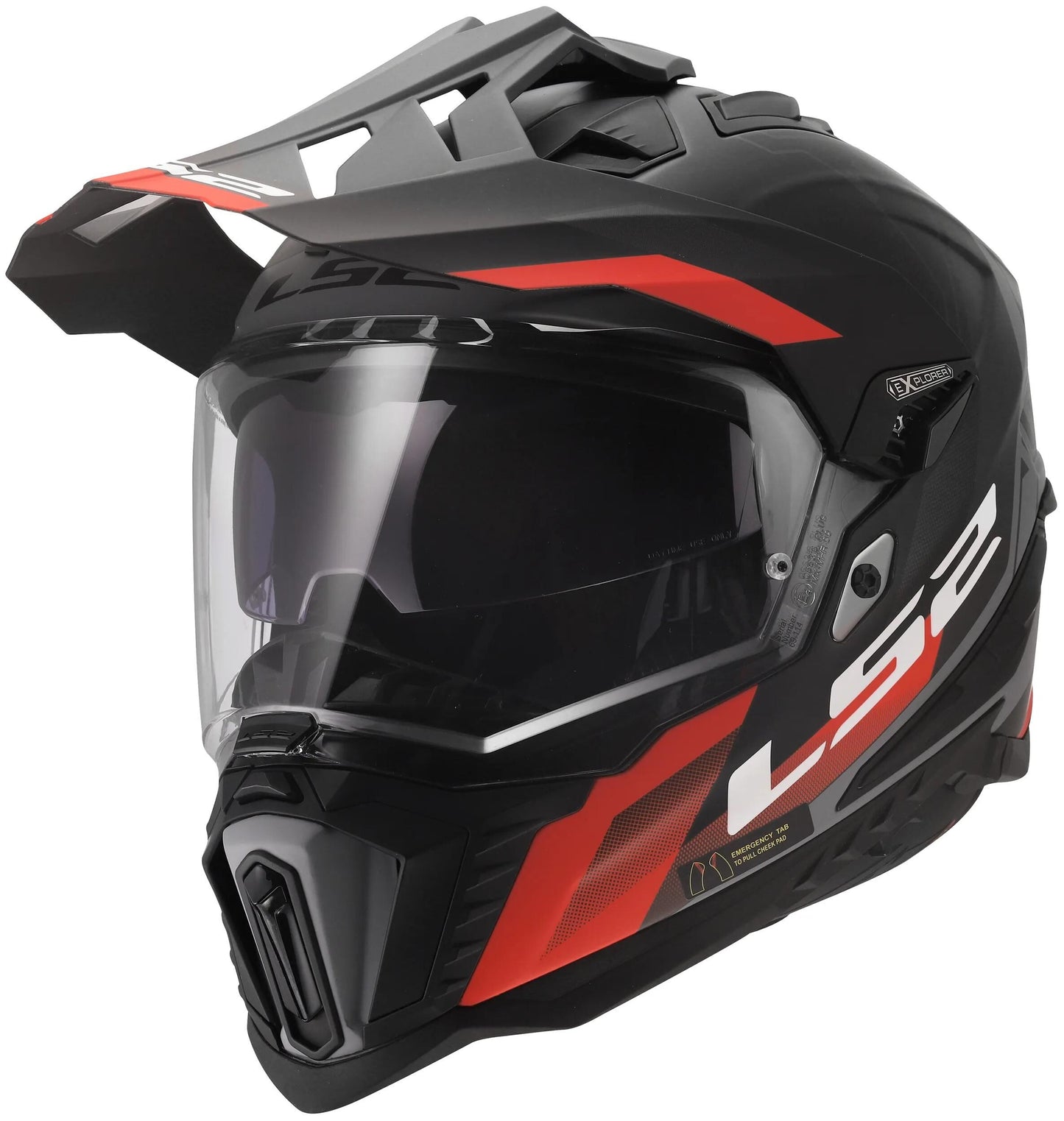 Ls2 Enduro-Helm MX701 Explorer Hexa Helm MX701 Explorer Hex mattschwarz rot grau