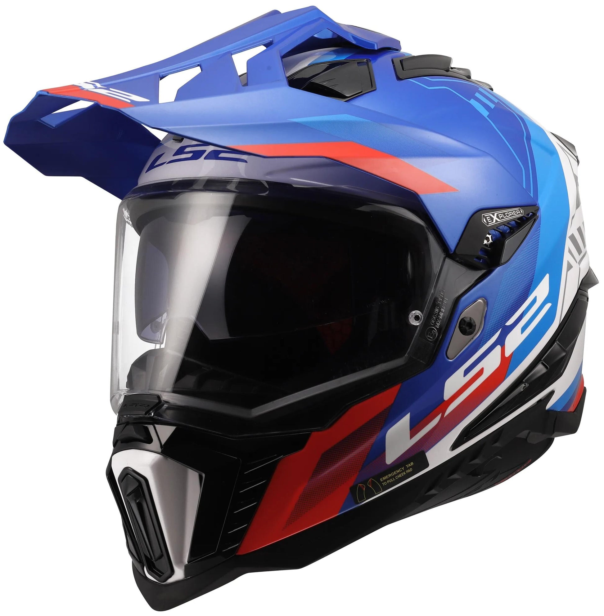 Ls2 Enduro-Helm MX701 Explorer Hexa Helm MX701 Explorer Hexa weiß blau rot l