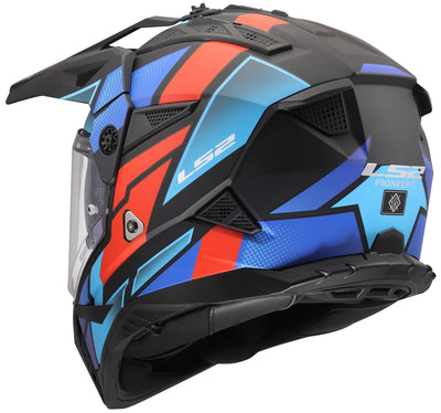 Ls2 Enduro-Helm MX702 Pioneer II Block Helm MX702 Pioneer Block Mattschwarz Rot Blau