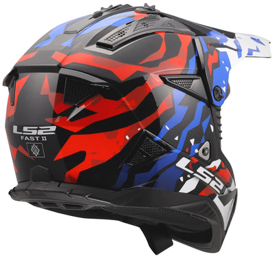 Ls2 Motocross-Helm MX708 Fast II Grotesk Helm MX708 Fast II Grotesque White Bl Red M
