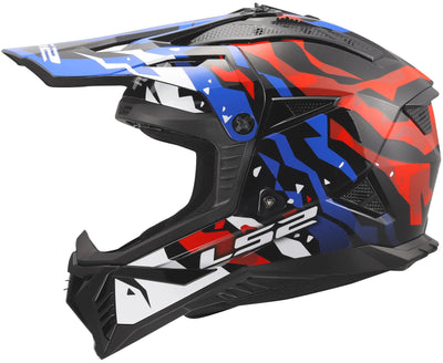 Ls2 Motocross-Helm MX708 Fast II Grotesk Helm MX708 Fast II Grotesque Weiß Bl Rot XL