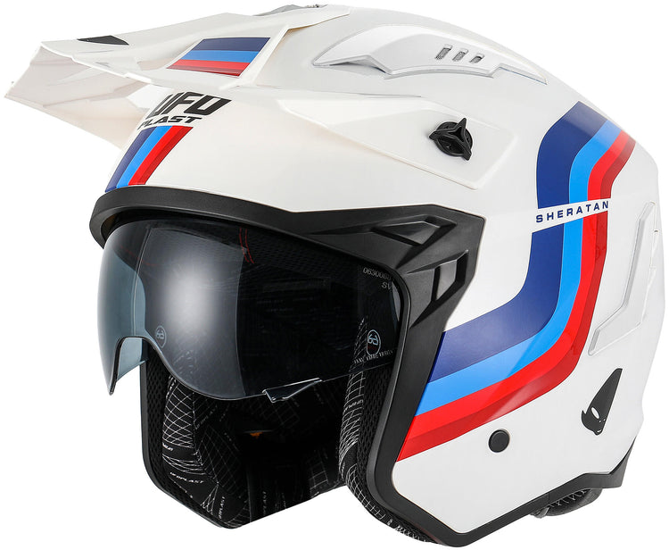 UFO Plast Sheratan Jethelm Helm Sheratan XS weiß rot blau