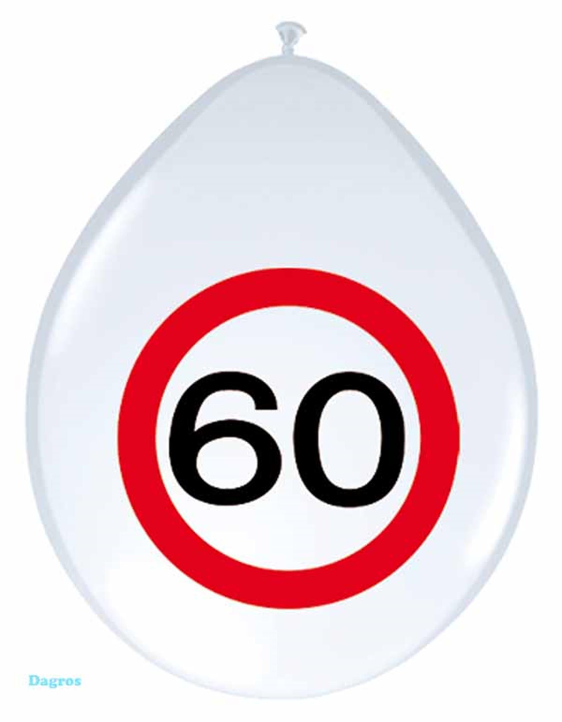 Ballon 30 cm Verkehrsschild 60 Jahre Packung à 8 Stück