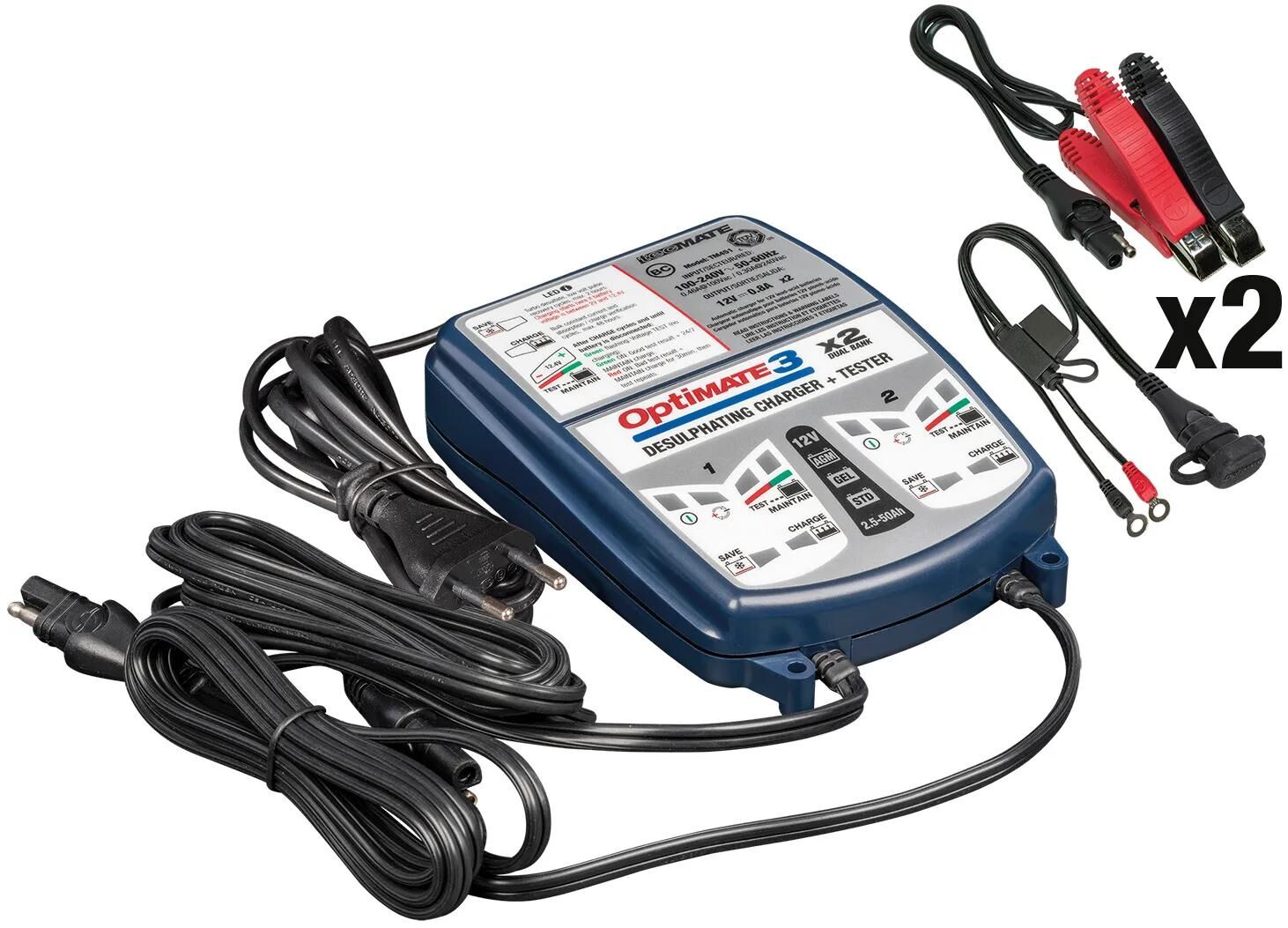 Tecmate Battery Ladegerät Optate3 Optate 3 Ladegerät 2er Bank