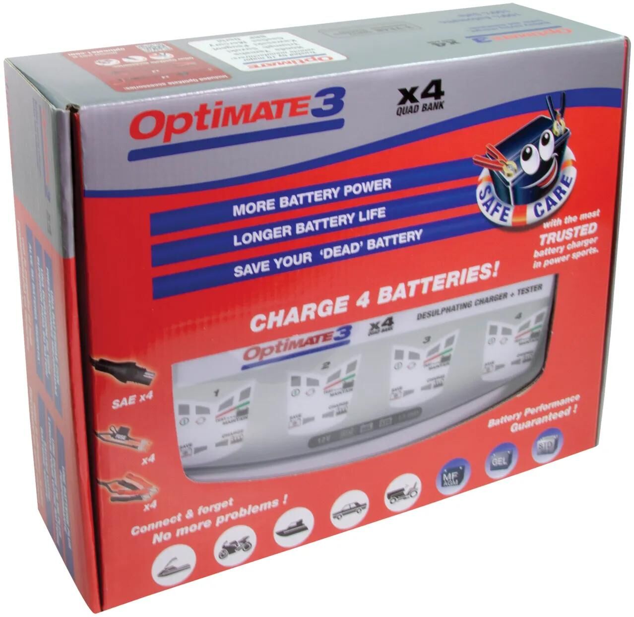 Tecmate Battery Ladegerät Optate3 Optate 3 Ladegerät 4er Bank