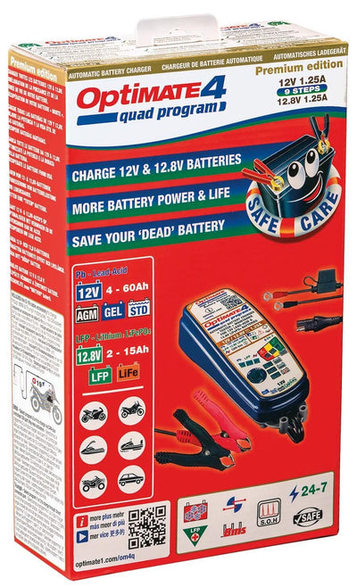 Tecmate Battery Ladegerät Optate 4 Quad -Programm. Ladegerät optomatisch 4 Quad -Programm 12 Volt