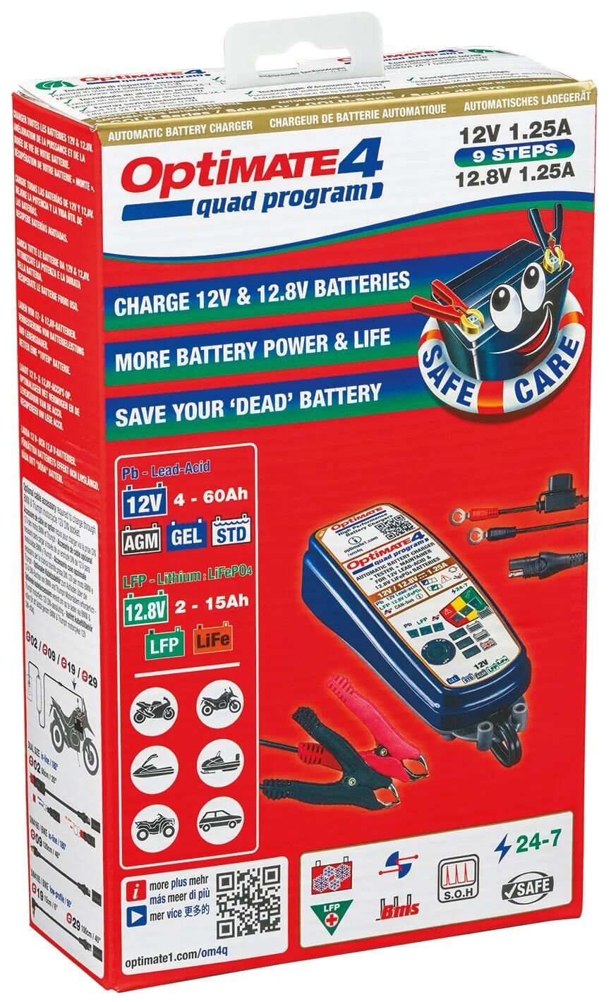 Tecmate Battery Ladegerät Optate 4 Quad -Programm. Optate 4 Charger Quad -Programm Optat