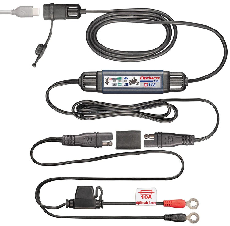 Tecmate USB-Ladegerät Optat O-118 USB-C Ladegerät Optat M. SAE Verbindung 200cm