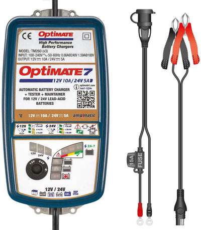 Tecmate Battery Ladegerät Optat 7 12 V-24 V Optat 7 Ladegerät 12V 24 V