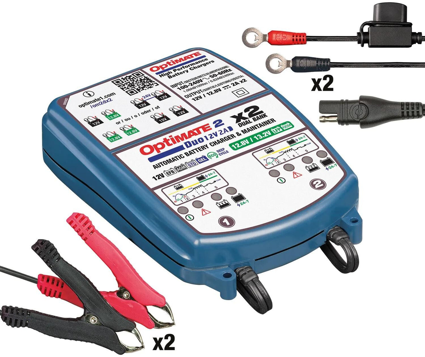 Tecmate Battery Ladegerät Optate 2 Duo Optate 2 Ladegerät Duo 2er Bank