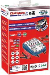 Tecmate Battery Ladegerät Optate 2 Duo Optate 2 Ladegerät Duo 2er Bank - afbeelding 1