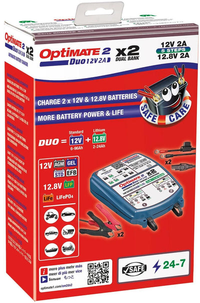 Tecmate Battery Ladegerät Optate 2 Duo Optate 2 Ladegerät Duo 2er Bank