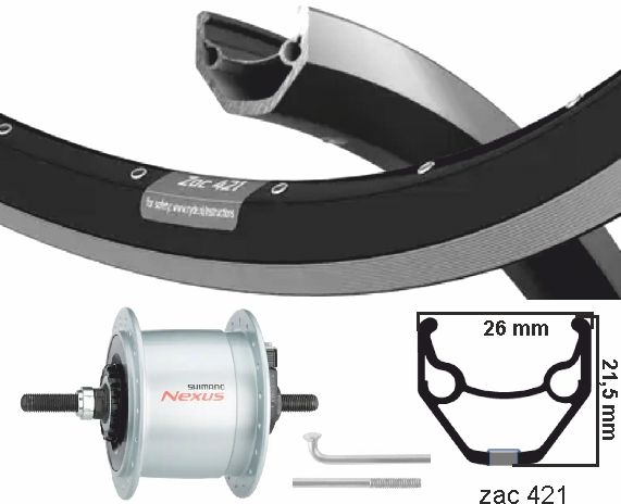 KGS -Vorderrad 28 Zoll (622) ZAC2000 SW ZILV NAFDYN+R.BRAKE 6V3W FEELD