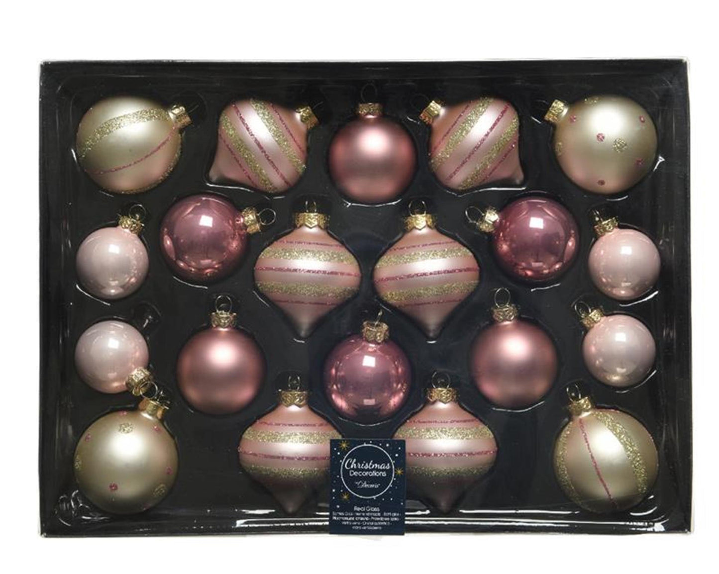 Decoris Weihnachtskugel-Set aus Glas, 20 Stück, luxuriös, rosa