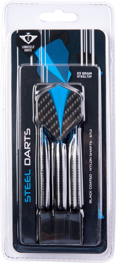 Longfield Darts Steeltip Dartspijl Set 23 Gramm Black Blue 3 Stück