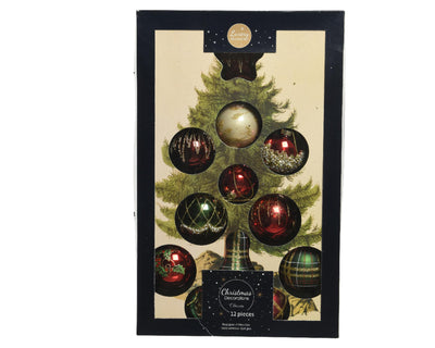 Decoris Weihnachtskugeln Mix Glas 12 Stück Weihnachtsfarbe