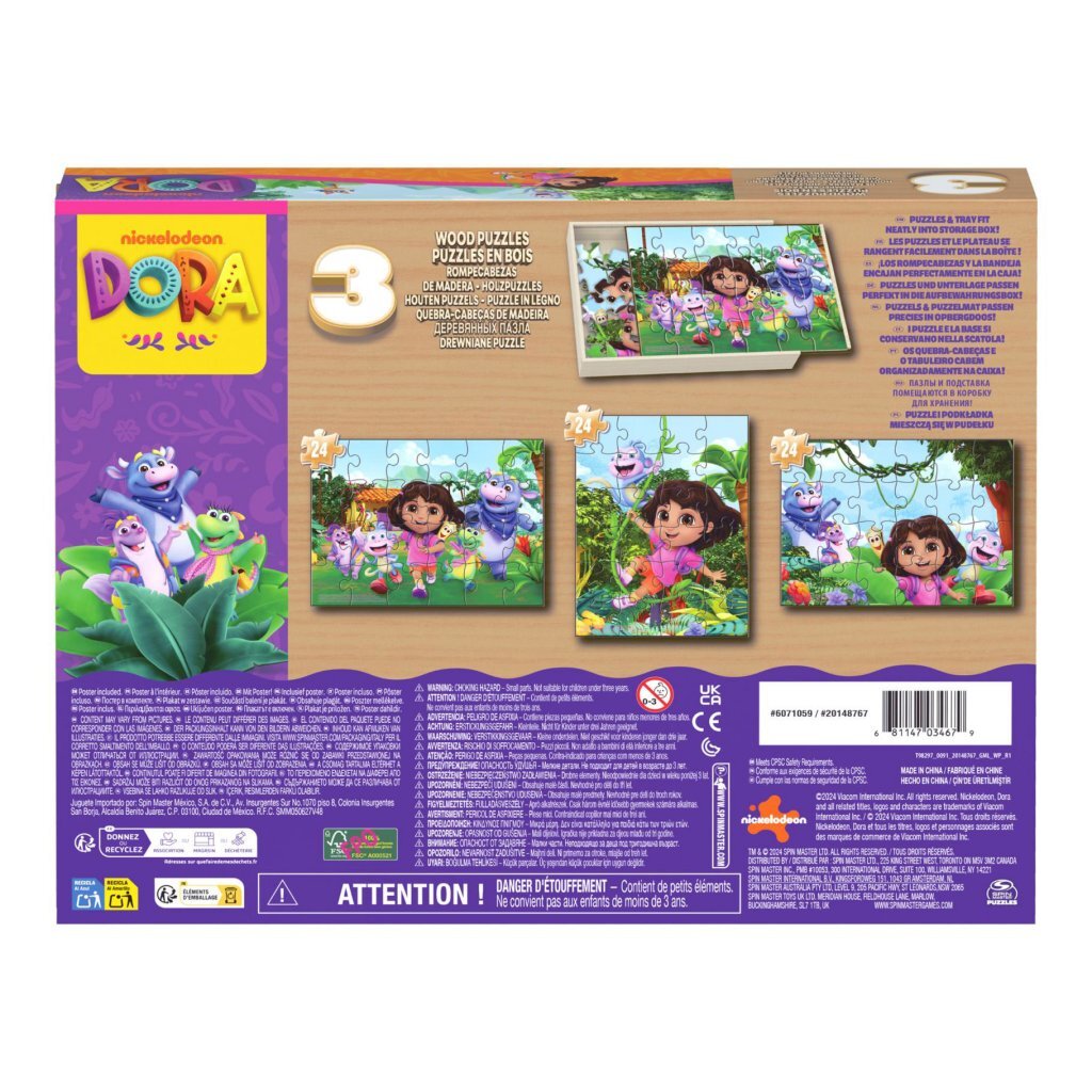 Dora 3pack Holzpuzzle in Holzkiste (3x24 Stücke)