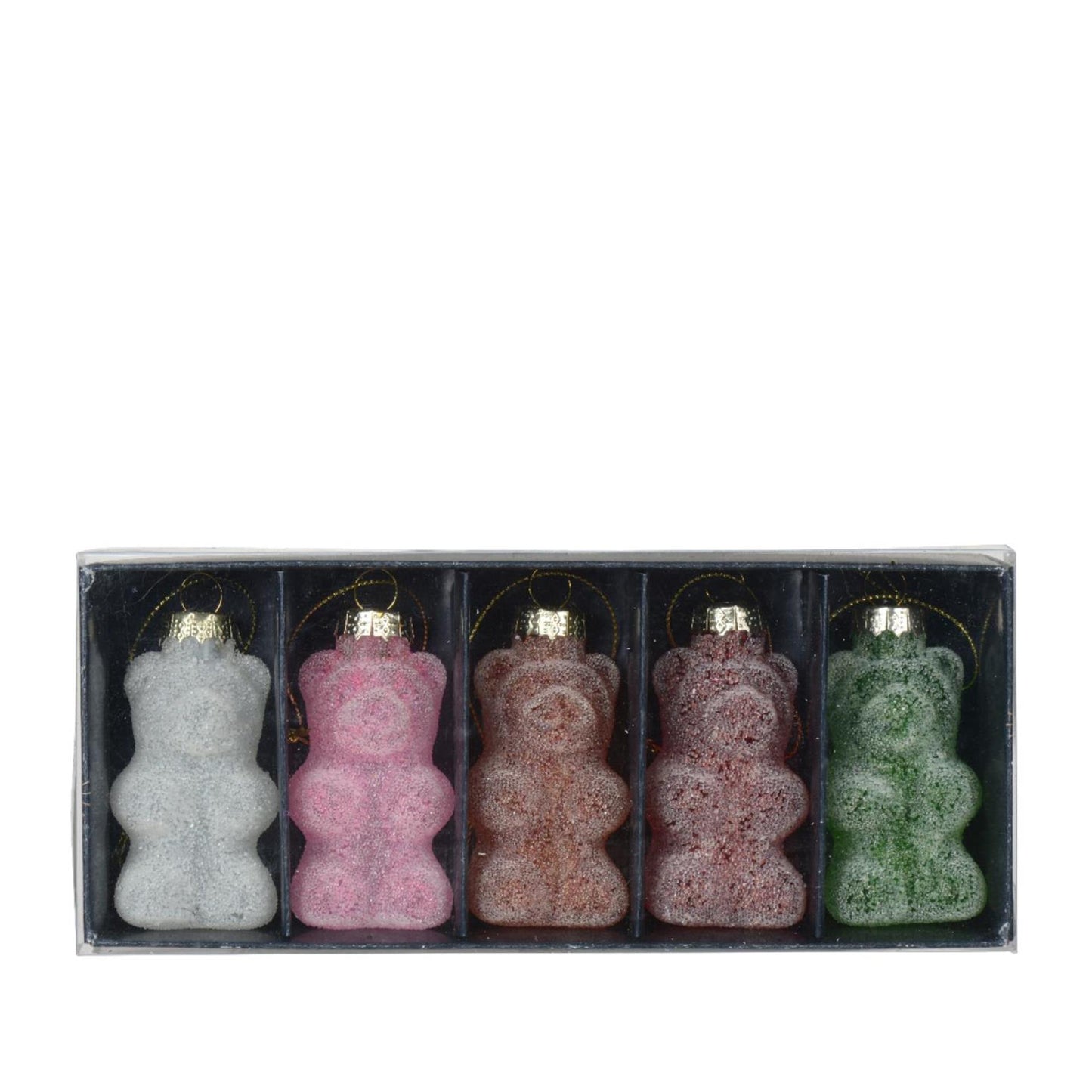 Decoris Weihnachtsanhänger Gummibärchen Glas 8cm 5 Stück