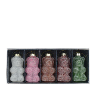 Decoris Weihnachtsanhänger Gummibärchen Glas 8cm 5 Stück