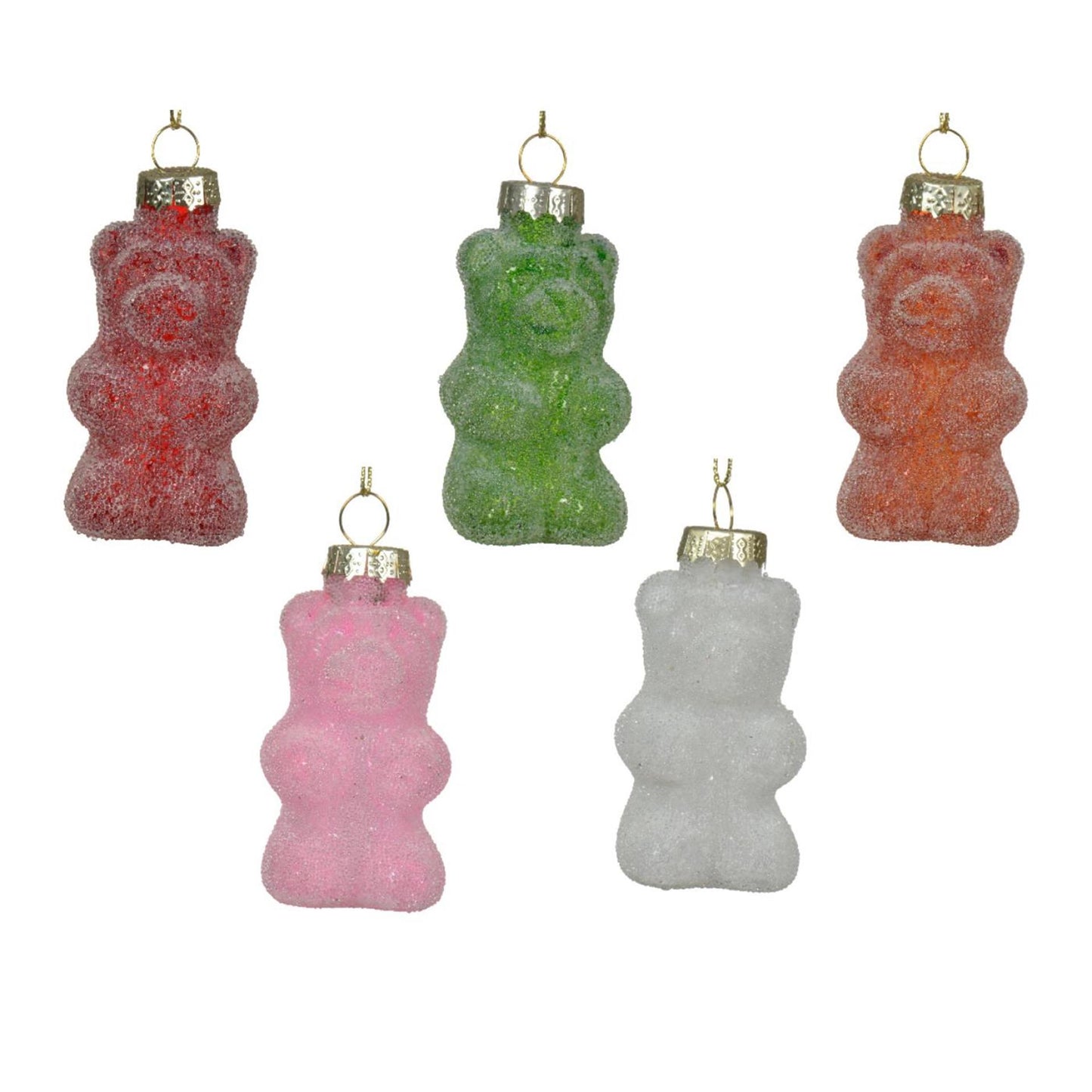 Decoris Weihnachtsanhänger Gummibärchen Glas 8cm 5 Stück
