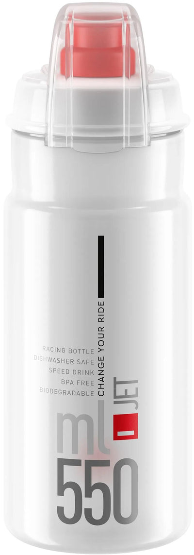 Elite-Wasserflasche Jet Plus, Flasche Jet Plus, 550 ml, transparent, rot, mit Verschluss