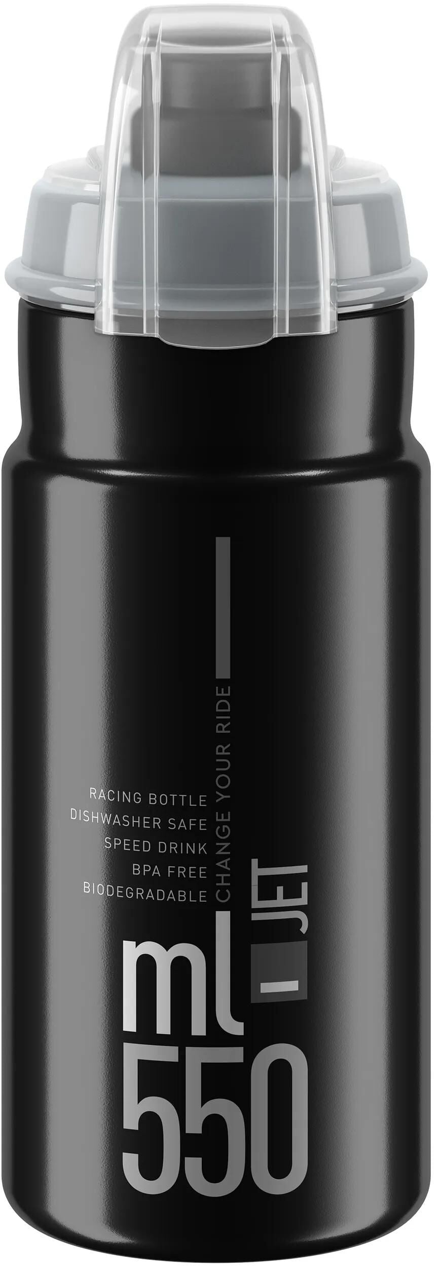 Elite Wasserflasche Jet Plus Flasche Jet Plus 550 ml schwarz grau mit Verschluss