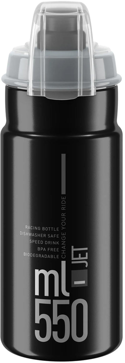 Elite Wasserflasche Jet Plus Flasche Jet Plus 550 ml schwarz grau mit Verschluss