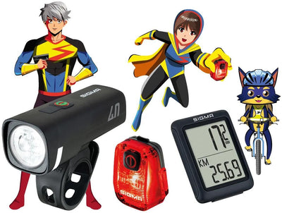 Sigma Sportbeleuchtung Aura 40 Hiro 10 BC 5.0 WR sicher zur Schule fahren. Sigma-Bundle Aura 40 + Hiro 10 + BC 5.0 RSTs