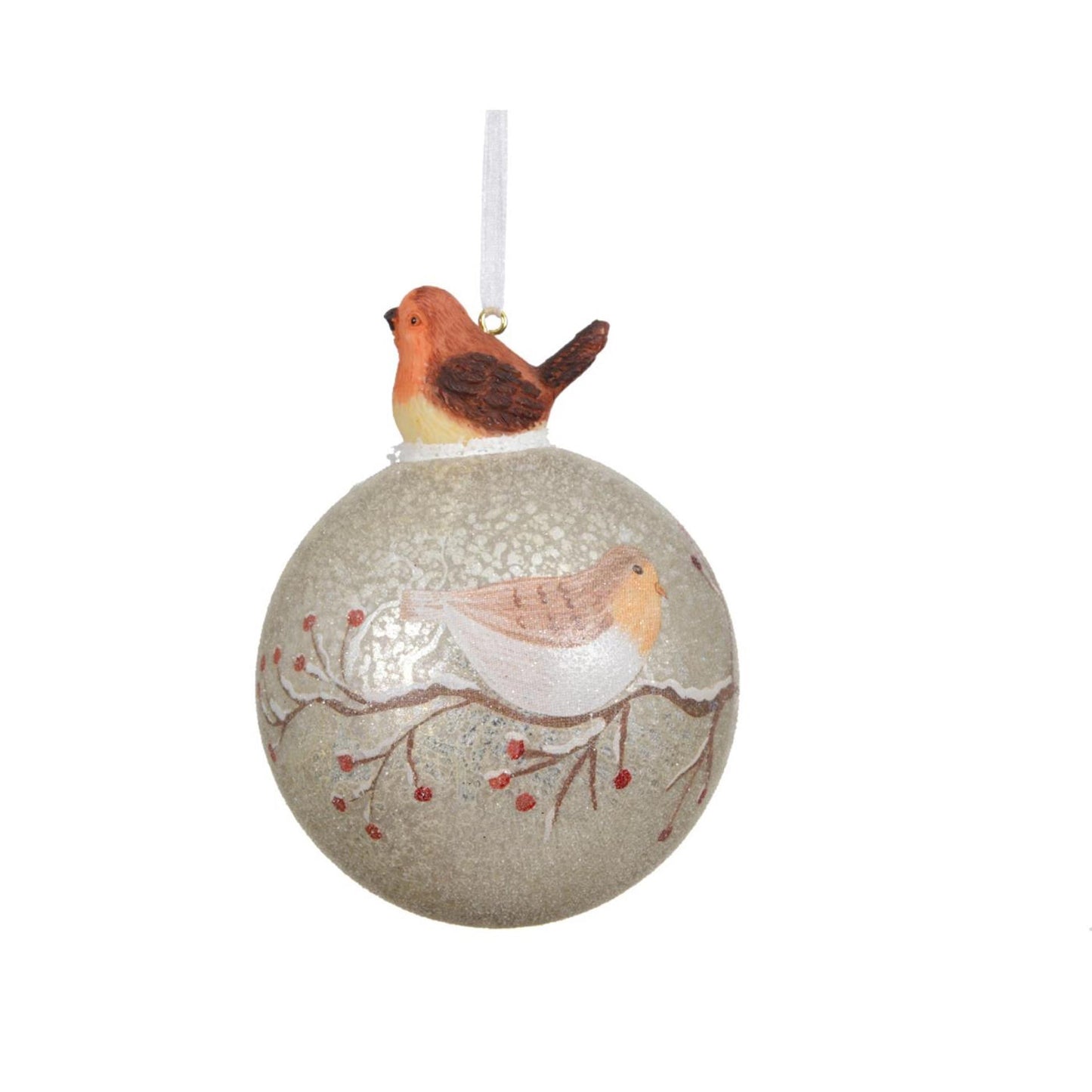 Decoris Weihnachtskugel mit Vogelglas ø8cm