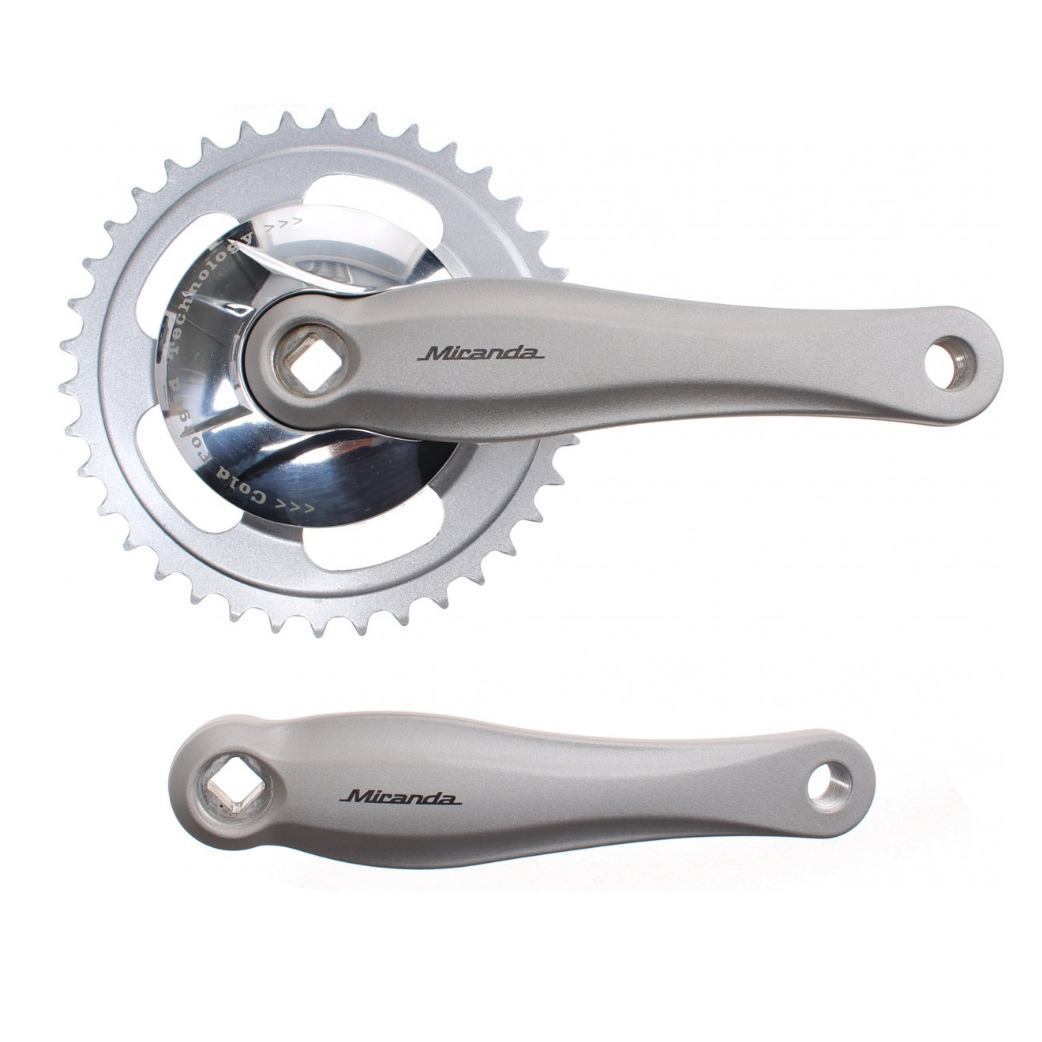 Miranda Cranket 38T, Kurbellänge 170 mm. Silber, Aluminium, spiellos. 9mm tief für Gazelle