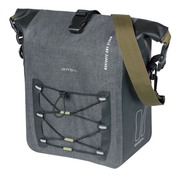 Basil Einzeltasche Navigator Storm M Mik 12–15 l 14 x 25 x 36 cm – Schwarz