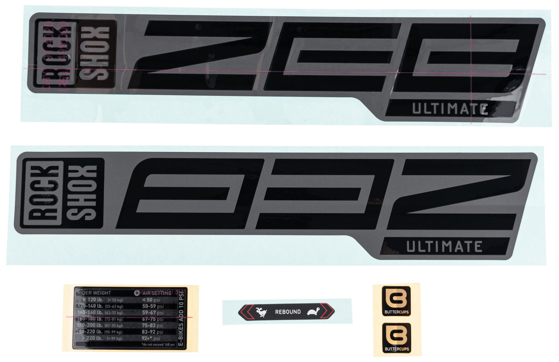 Rockshox Decal Set RS Black 27 29 F. Schwarz Dip R.