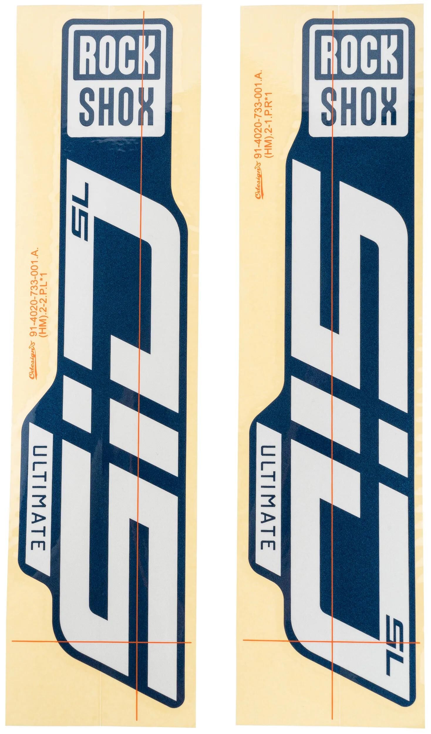 Rockshox Decal Set Rs glänzend Weiß für blaue Schieberegler