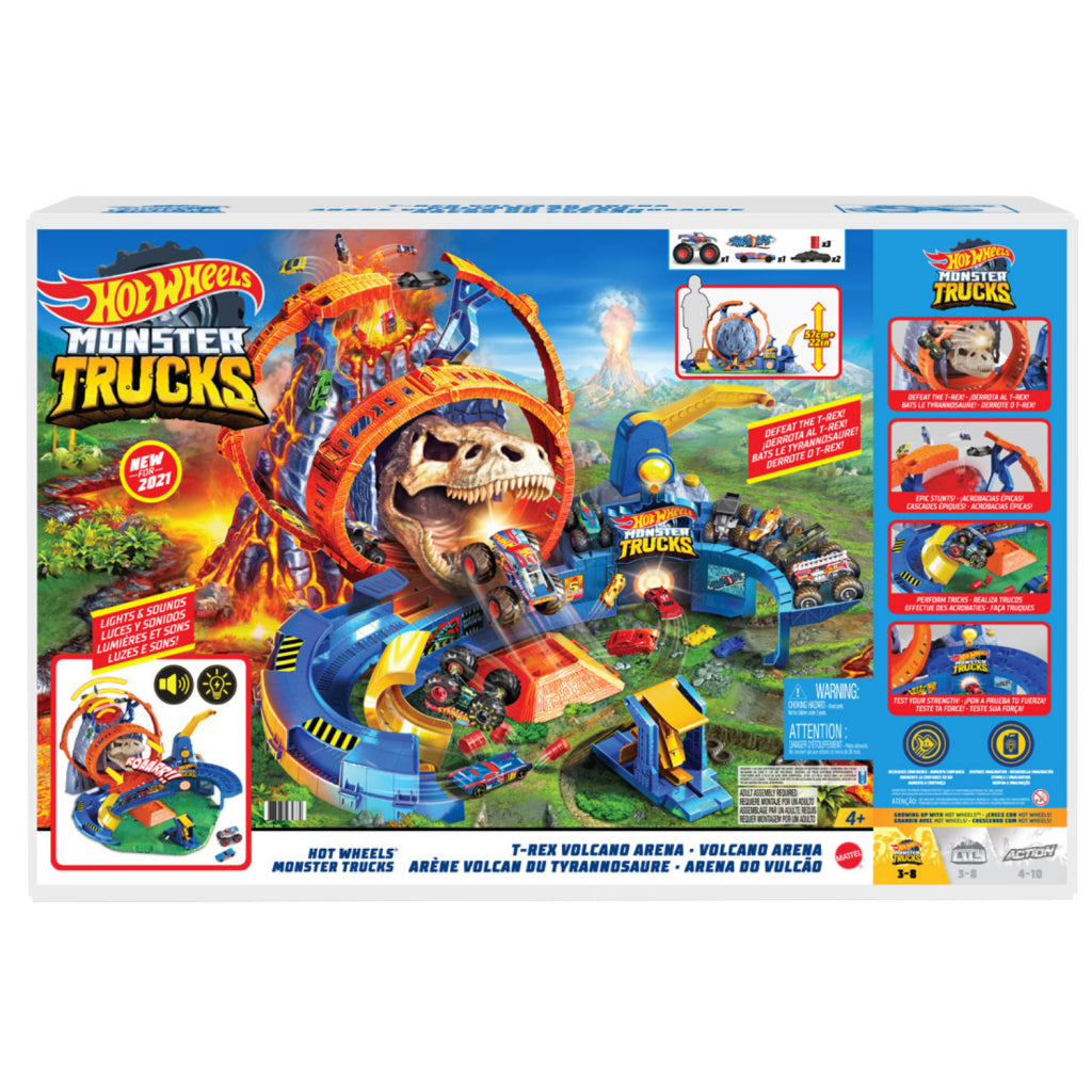 Heiße Räder Monster Trucks T-Rex Volcano Arena