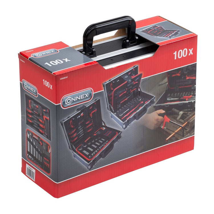 Connex Werkzeugkoffer 100-teiliger Aluminiumkoffer