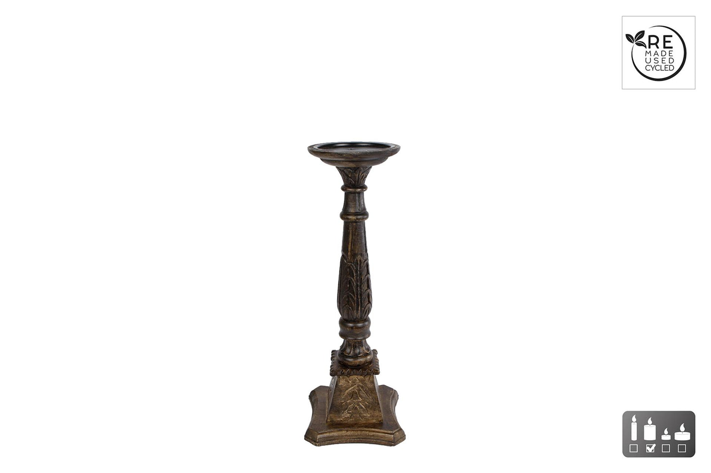 Cozydecor Kerzenständer Kathedrale aus schwarzem Holz, H44 cm