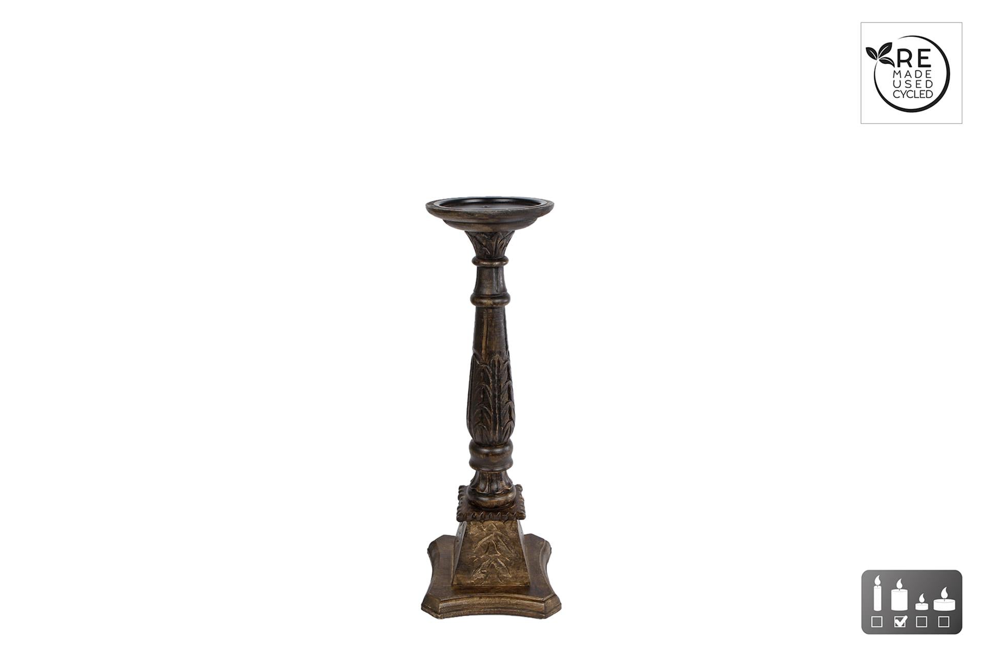 Cozydecor Kerzenständer Kathedrale aus schwarzem Holz, H44 cm