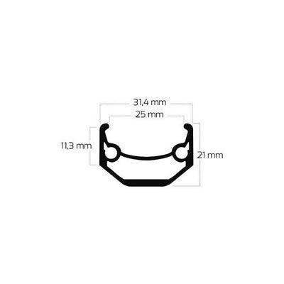 Ryde Velg Andra 40 27,5 650b 584 x 25C Aluminium 36 Löcher Scheibe 14g Schwarz