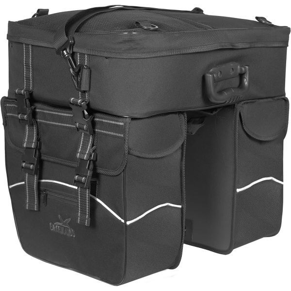 Greenlands Double Fahrradtasche Touring 600D Polyester 25 Liter 35 x 47 x 15 cm schwarz mit Reflexion