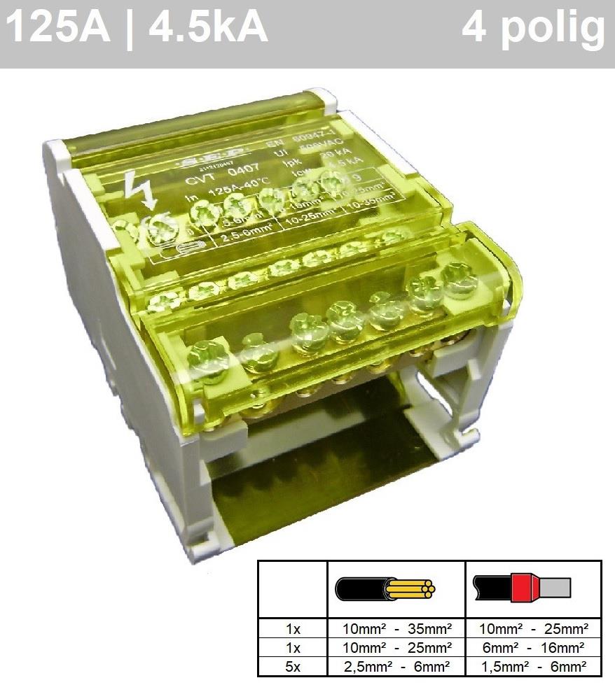 Anschlussblock für Verteilerkasten 4p - 7 Anschlüsse - 4517910