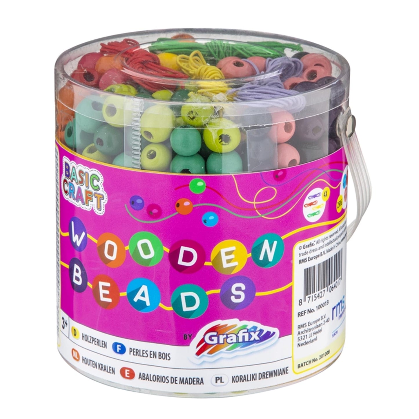 Eimer mit Holzperlen, 250gr.