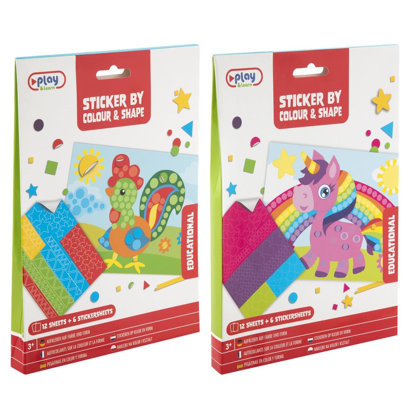 Moxy-Aufkleber nach Farbe und Form, 12 Blatt